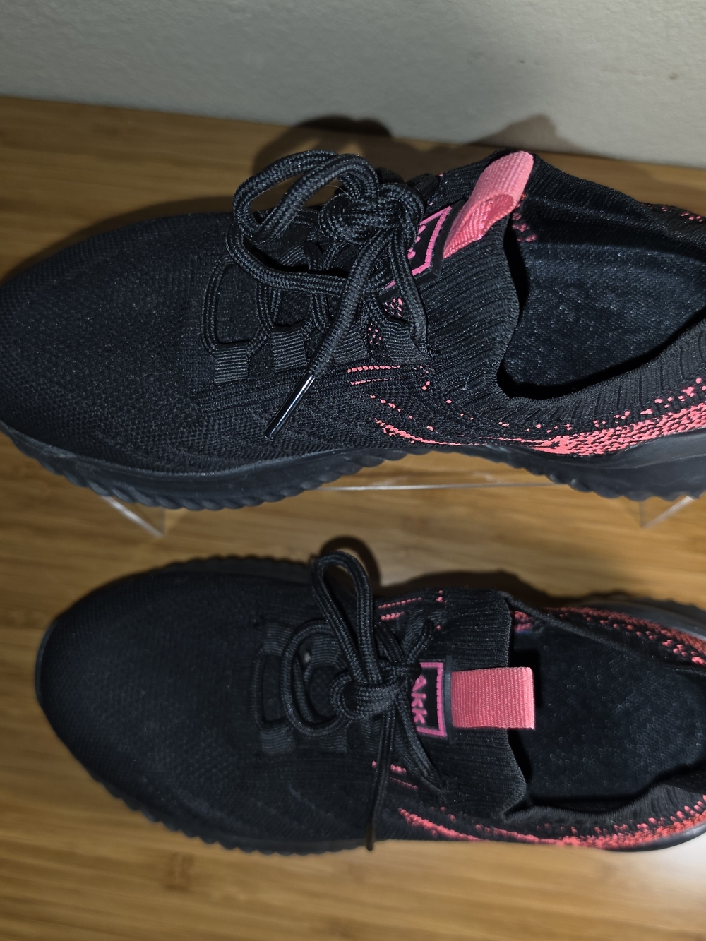 Women's Black & Pink Knit Slip-On Sneakers - Picture 4 of 14